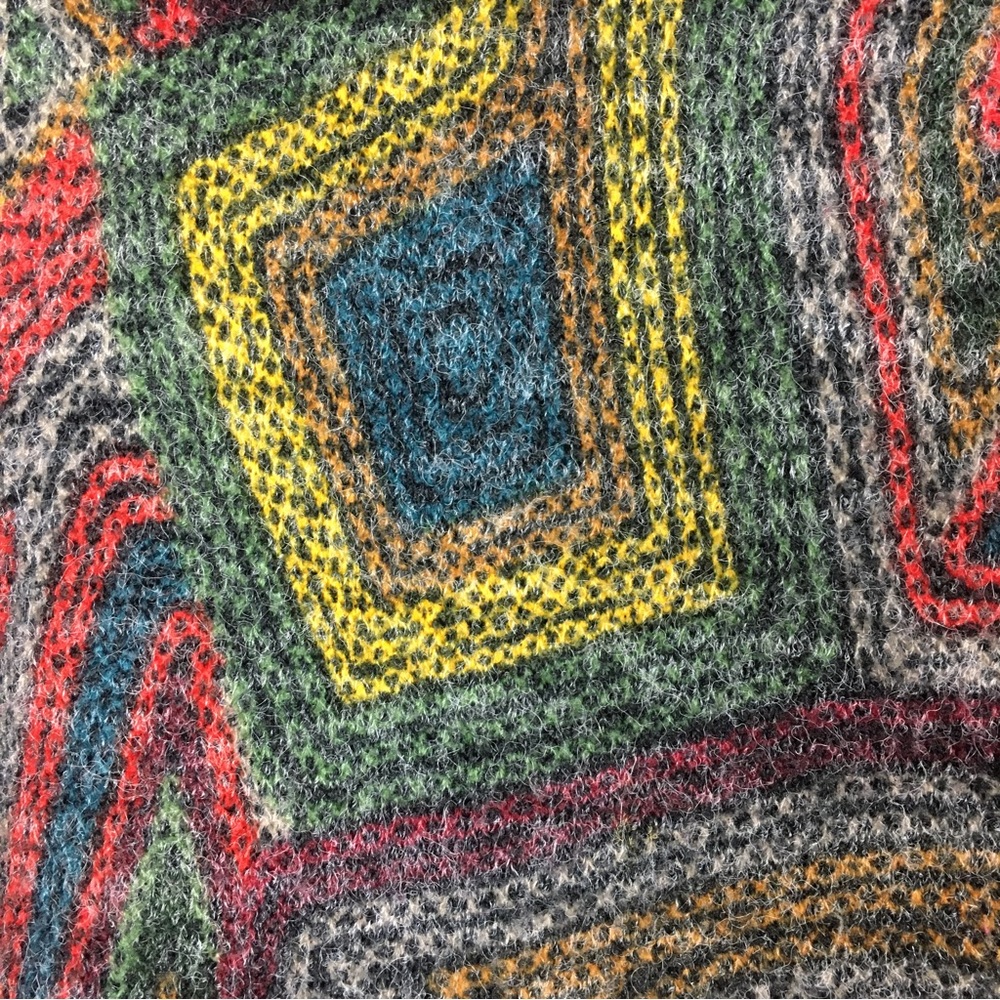 Damee Inc Mosaic Swing Coat Sz Medium Multicolor Pockets Lined Boho Artsy - Picture 13 of 14